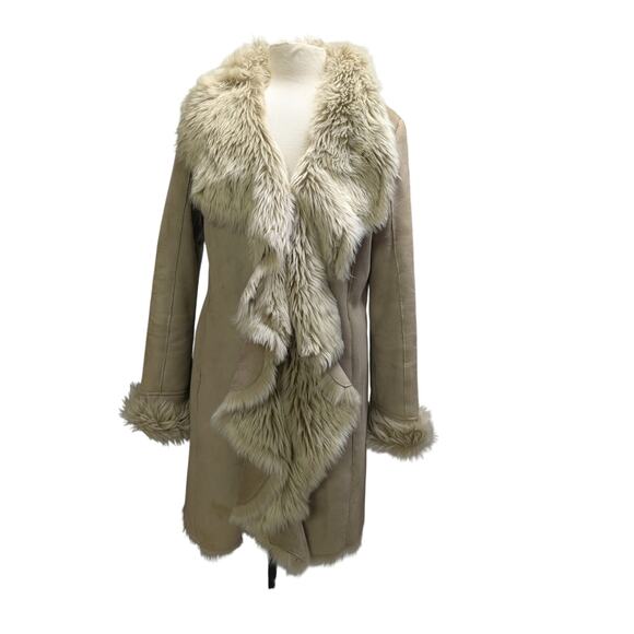 Donna Salyers Fabulous Furs Luxe Like New Faux Fur Shearling Tan Overcoat Small - Picture 3 of 16